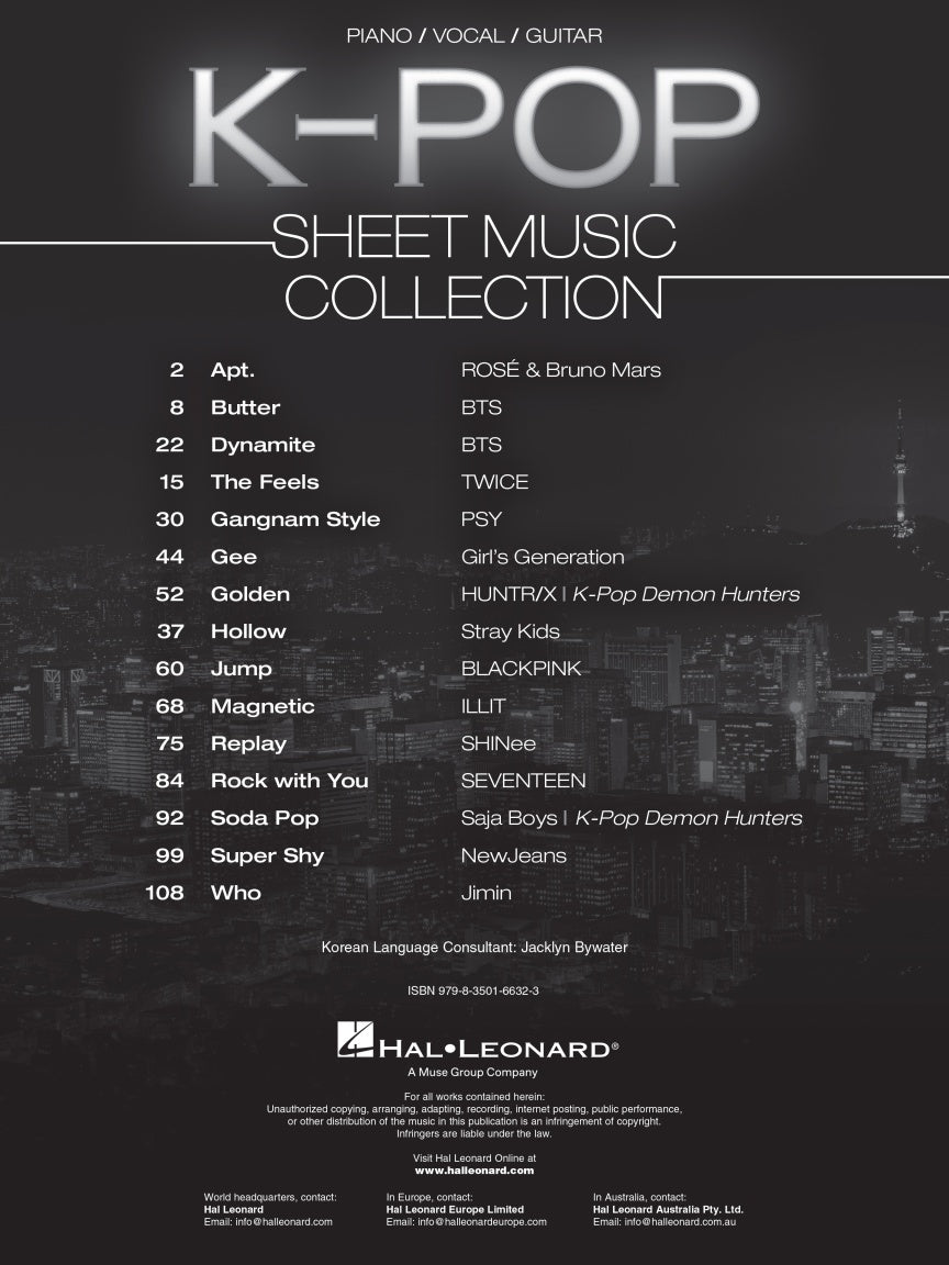 K-Pop Sheet Music Collection - Piano/Vocal/Guitar Songbook (New Release)