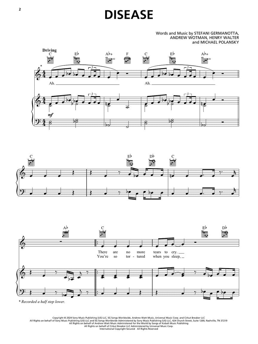 Lady Gaga - Mayhem Piano/Vocal/Guitar Songbook