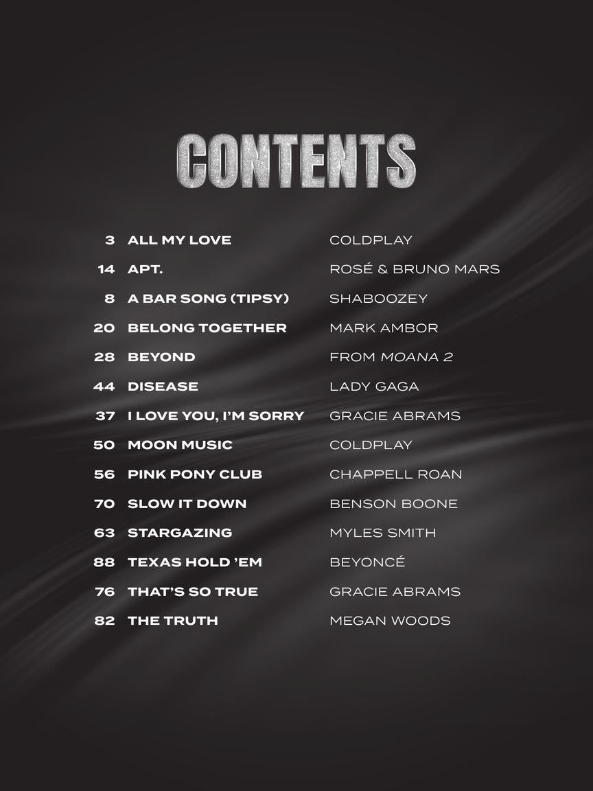 Chart Hits Of 2024-2025 - Piano/Vocal/Guitar Songbook (14 Songs)