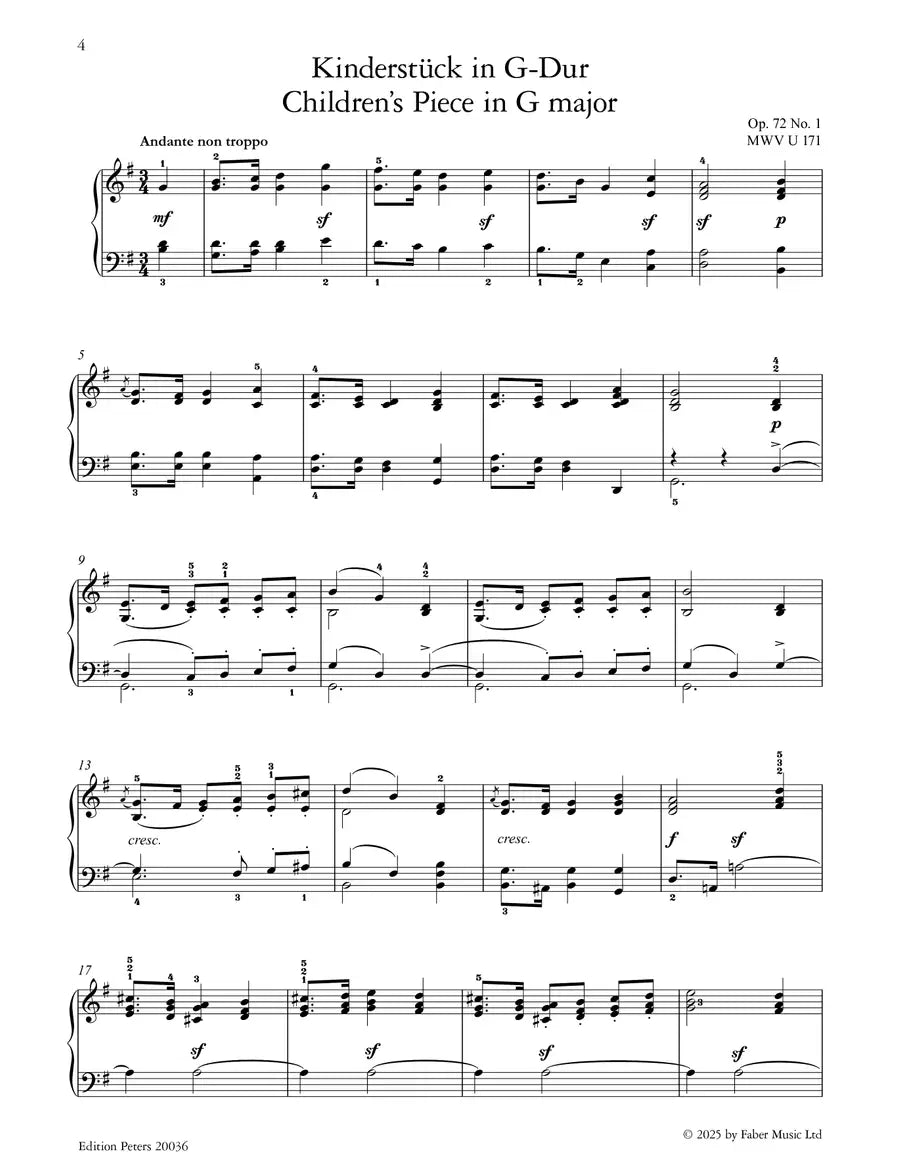Edition Peters -Mendelssohn Masterpieces for Piano Solo Book (32 Pieces)