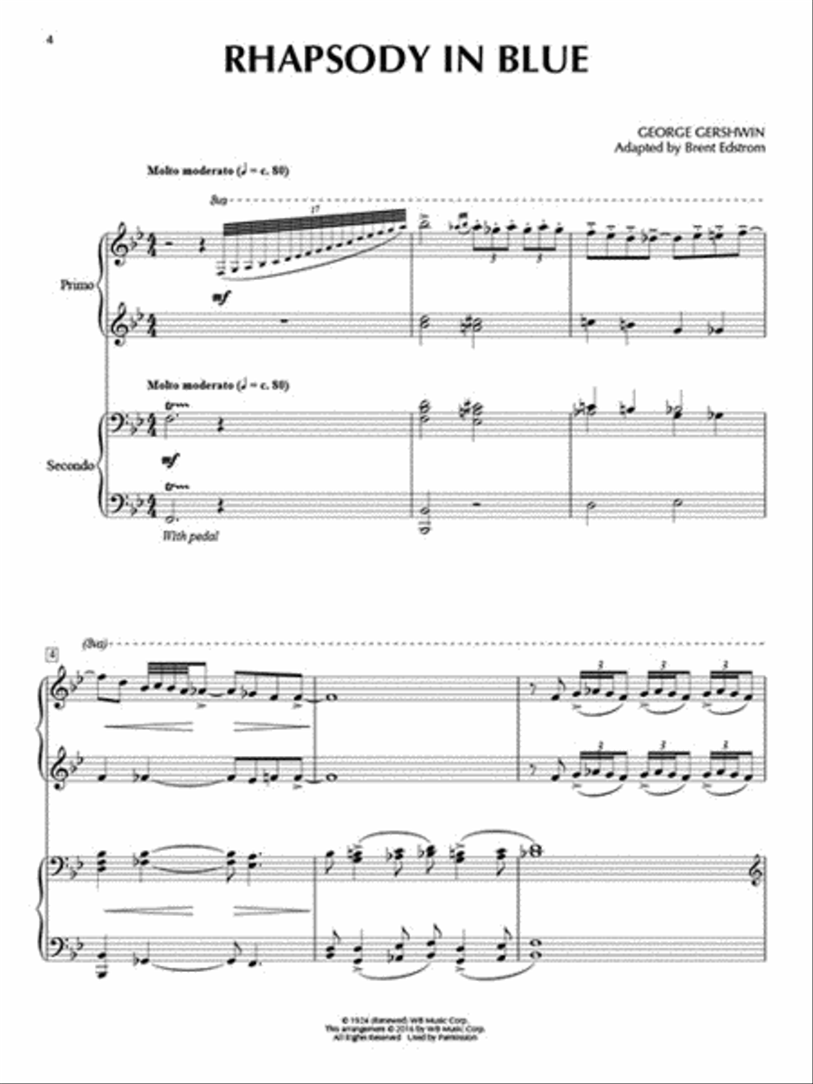 George Gershwin - Rhapsody In Blue For Piano Duet Book (1 Piano, 4 Hands)