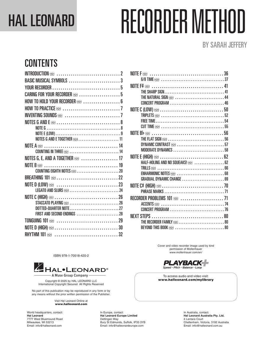 Hal Leonard -  Recorder Method Book/Online Audio and Video