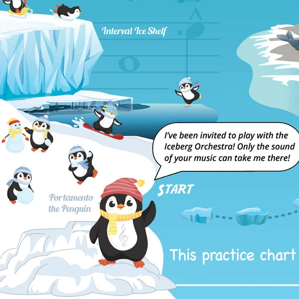 Musically Gifted - Penguin Piano A3 Music Practice Chart with Stickers