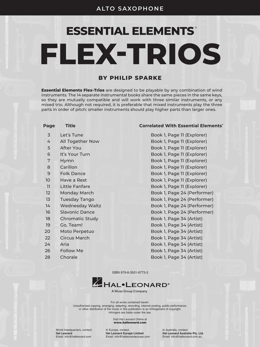 Essential Elements Flex Trios - Alto Saxophone Edition Book