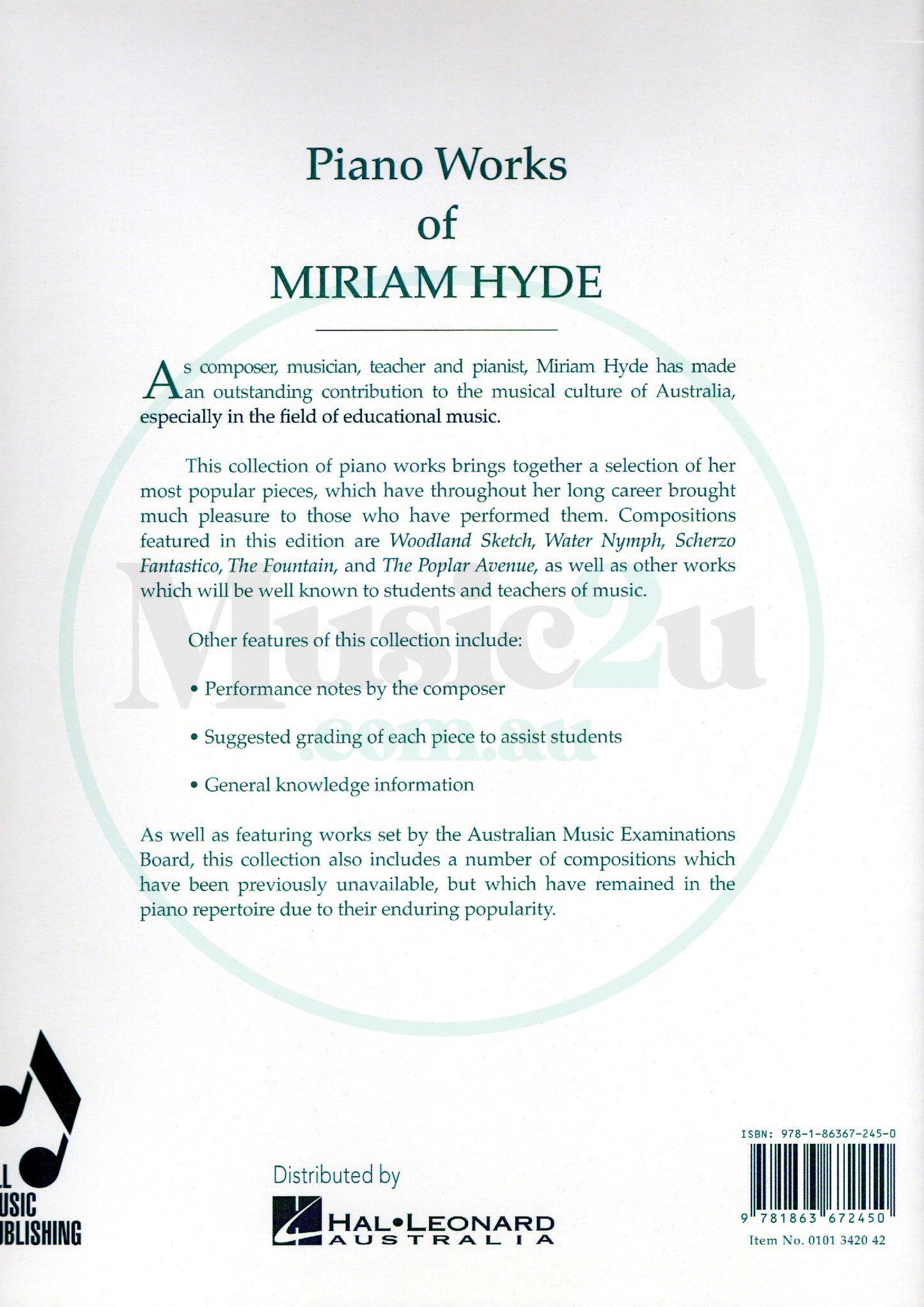 Piano Works Of Miriam Hyde Book