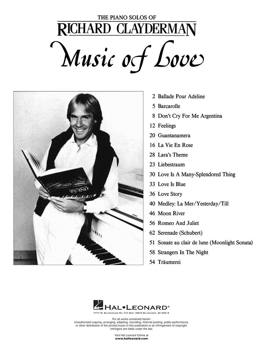 Richard Clayderman The Music Of Love Piano Solos Book (18 Songs)
