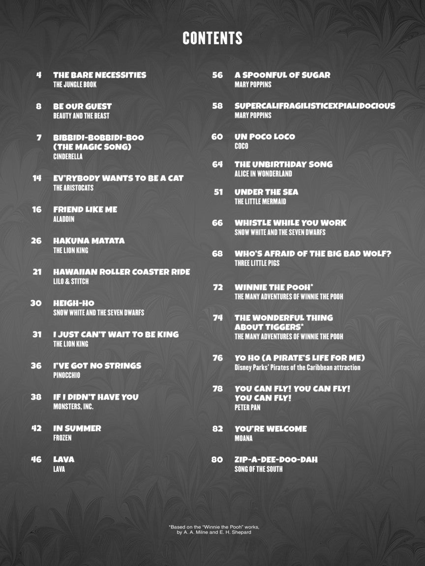 Disney Fun Songs For Easy Guitar Notes & Tab Book (26 Movie Hits)