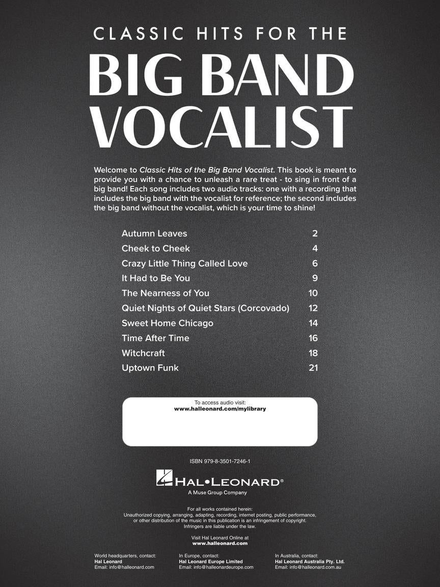 Classic Hits For The Big Band Vocalist Book