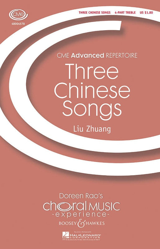 3 Chinese Songs - SSAA A Cappella (Pod) (Min 10) Vocal Sheet Music