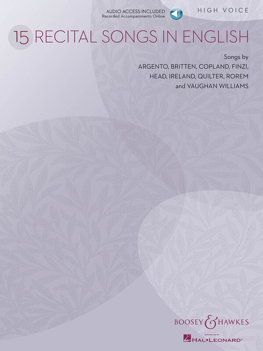 15 Recital Songs In English High Voice Bk/Cd