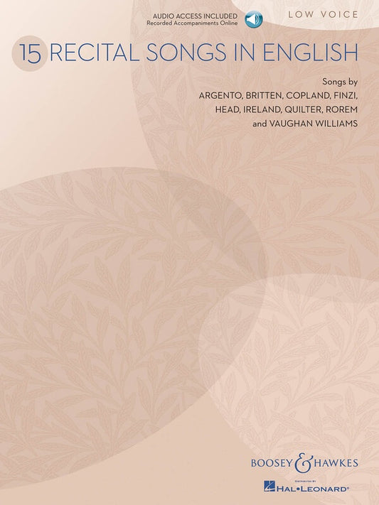 15 Recital Songs In English Low Voice Bk/Cd