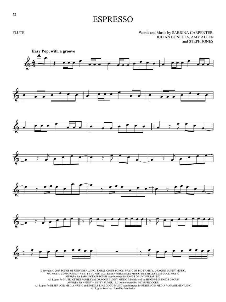 101 Top Hits For Flute Songbook  (New 2025 Release)