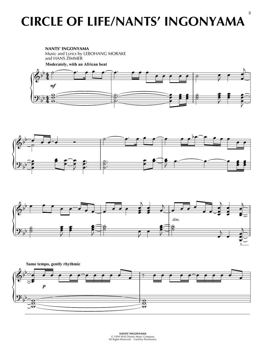 The Lion King - New Movie Soundtrack Piano Solo Book