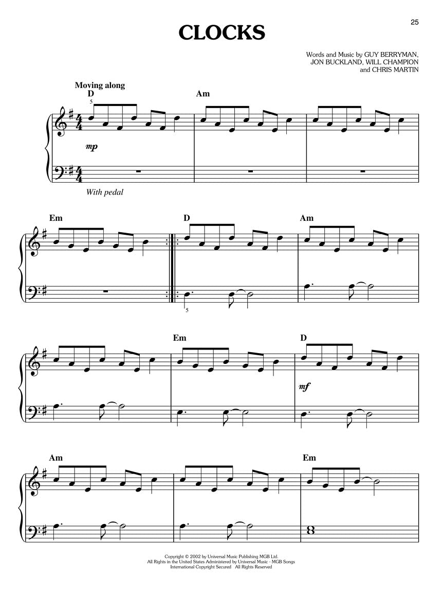 Coldplay - A Rush Of Blood To The Head - Easy Piano Book