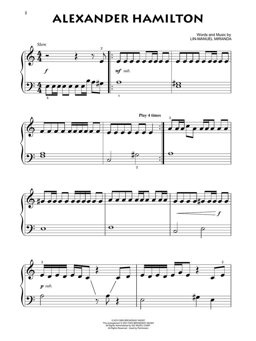 Hamilton - Beginning Piano Solo Book (10 Unforgettable Songs)