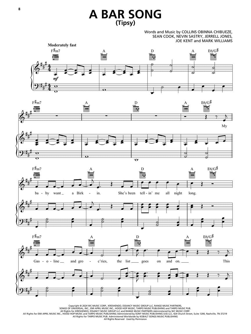 Chart Hits Of 2024-2025 - Piano/Vocal/Guitar Songbook (14 Songs)