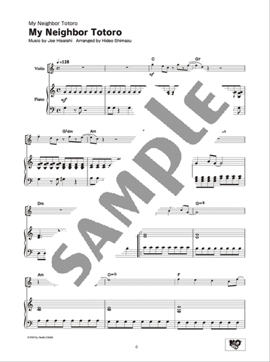 Joe Hisaishi  - Studio Ghibli Songs  - For Violin and Piano Book (Easy)