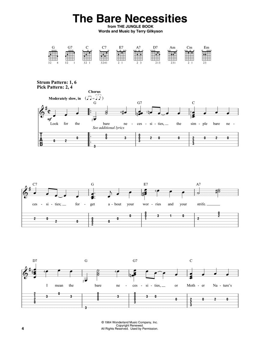 Disney Fun Songs For Easy Guitar Notes & Tab Book (26 Movie Hits)