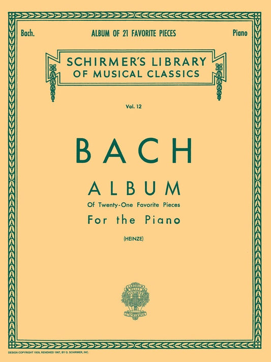 Bach - Album Of 21 Favourite Pieces For Piano