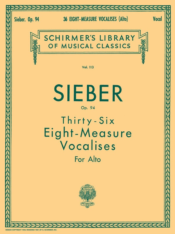 Sieber - 36 Vocalises Op 94 Alto