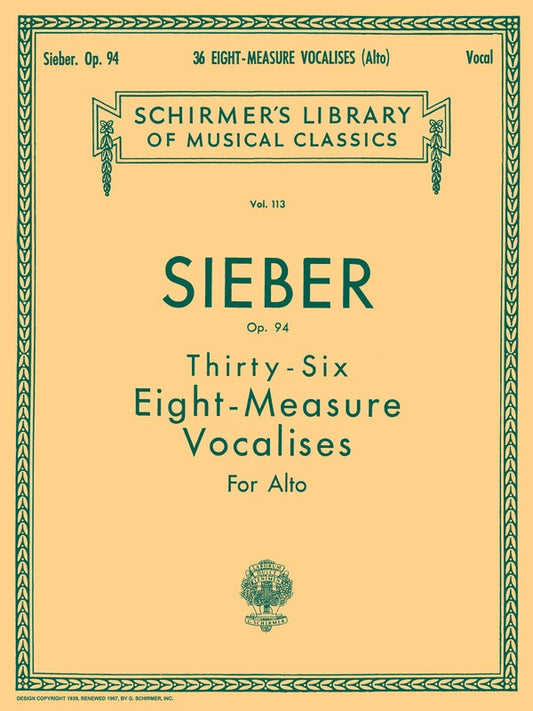 Sieber - 36 Vocalises Op 94 Alto