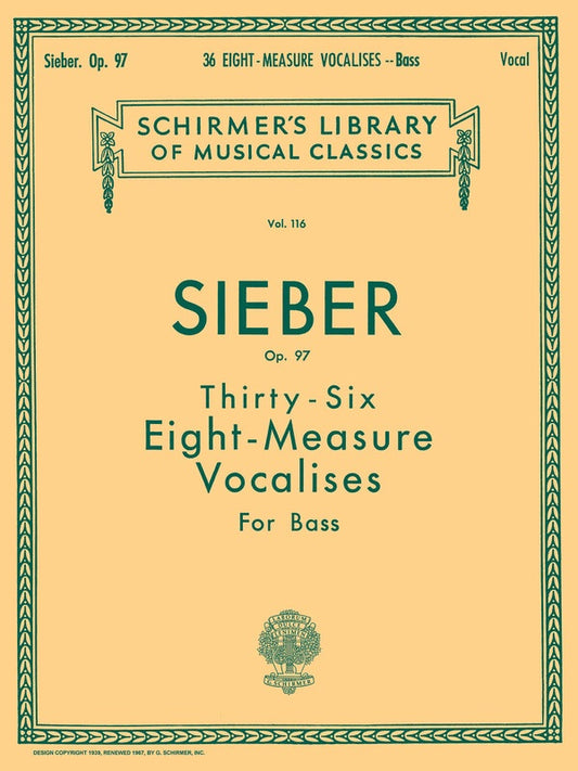 Sieber - 36 Vocalises Op 97 Bass