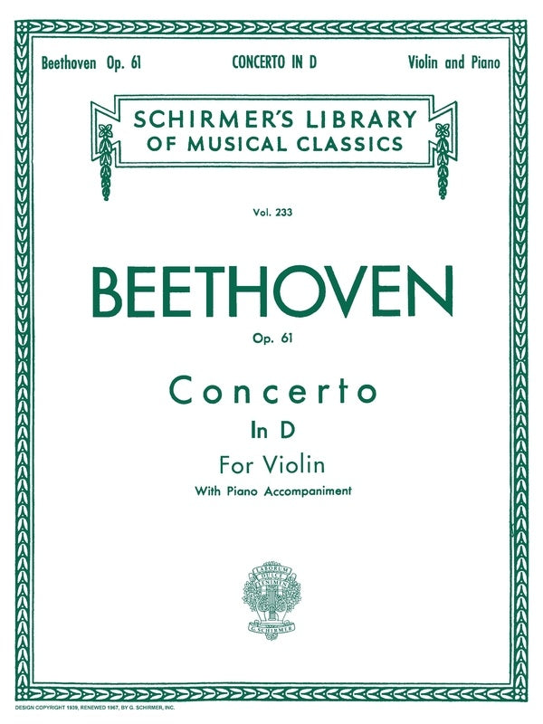 Beethoven - Concerto D Major Op 61 Violin/Piano