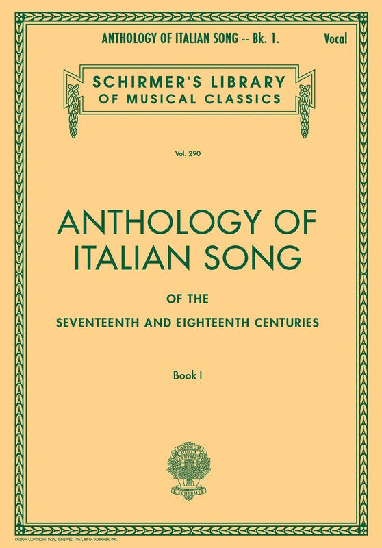 Anthology Of Italian Song 17Th 18Th Centuries Bk 1