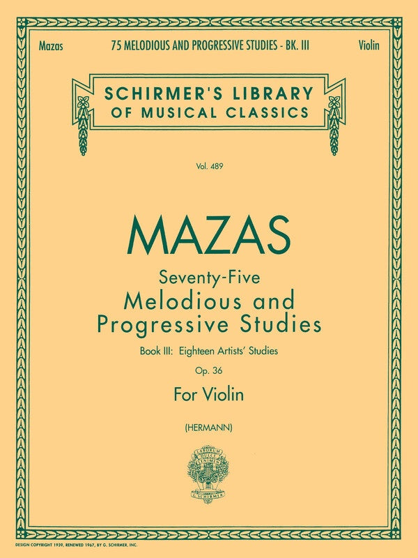Mazas - 75 Melodious Prog Studies Op 36 Bk 3 Violin