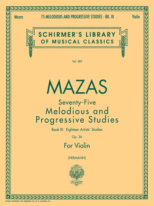 Mazas - 75 Melodious Prog Studies Op 36 Bk 3 Violin