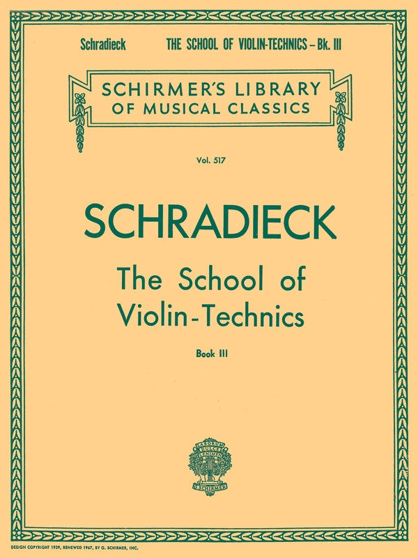 Schradieck - School Of Violin Technics Bk 3