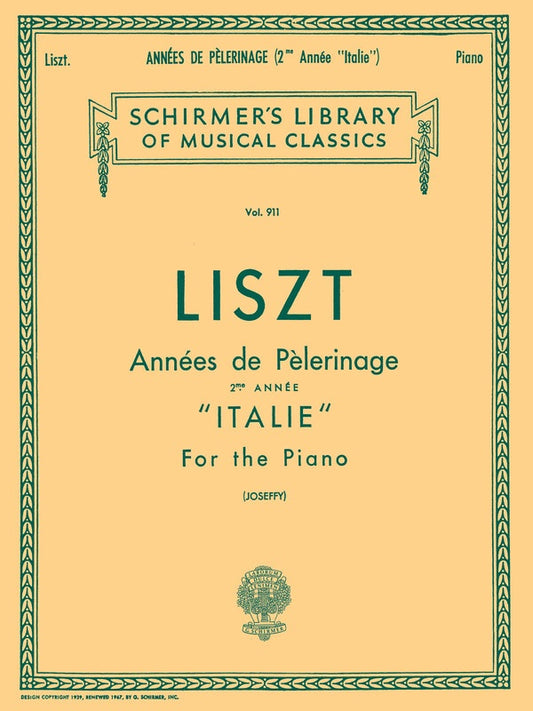 Annees De Pelerinage Book 2 Italy for Piano