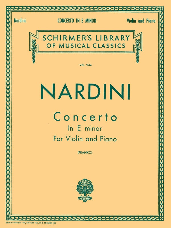Nardini - Concerto E Minor Violin/Piano