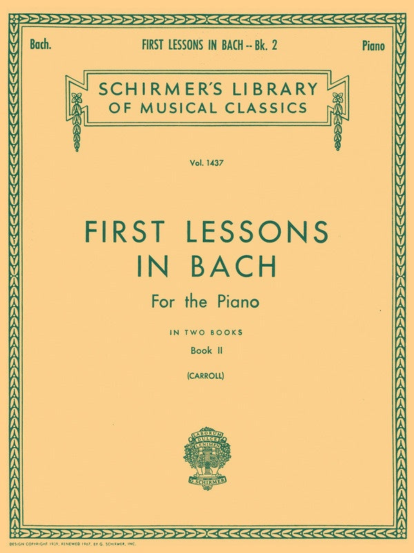 First Lessons In Bach Bk 2 Ed Carroll