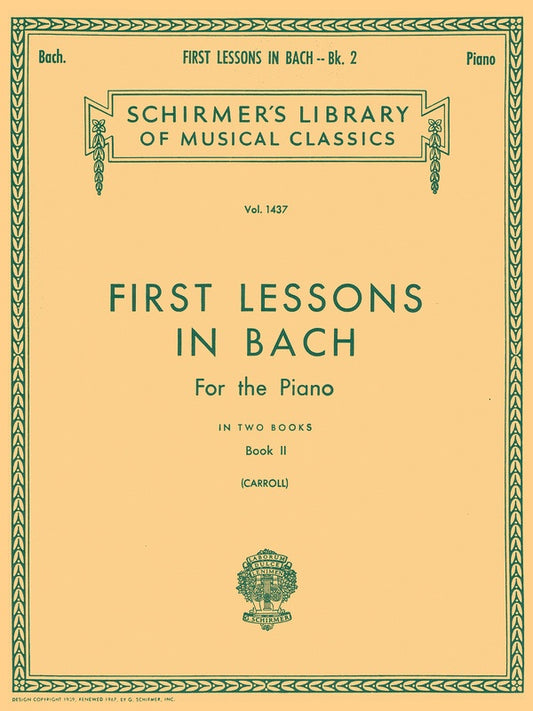 First Lessons In Bach Bk 2 Ed Carroll