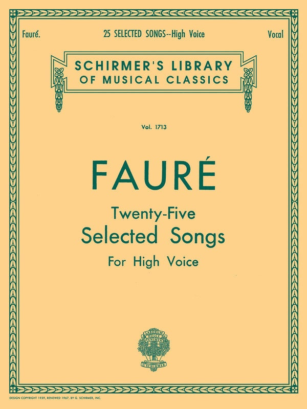 Faure - 25 Selected Songs High Voice