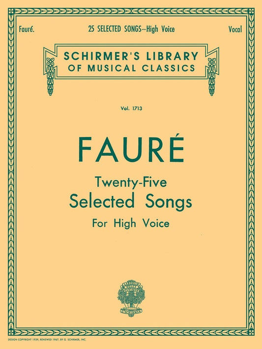 Faure - 25 Selected Songs High Voice