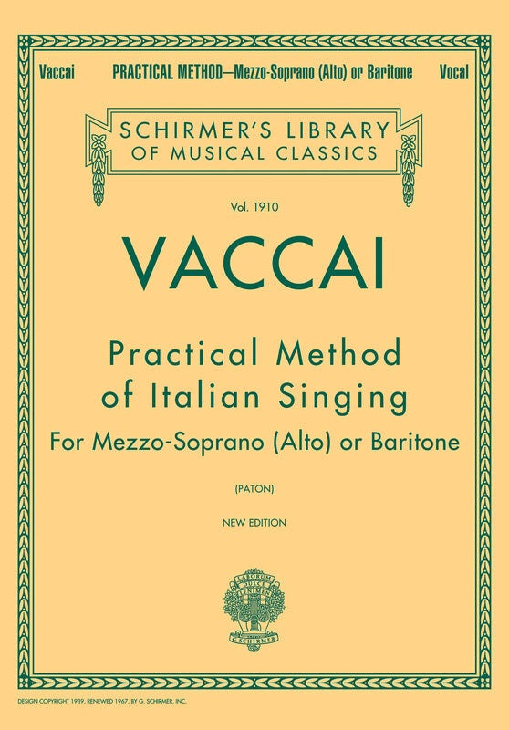 Vaccai - Practical Method Italian Singing Mezzo/Baritone