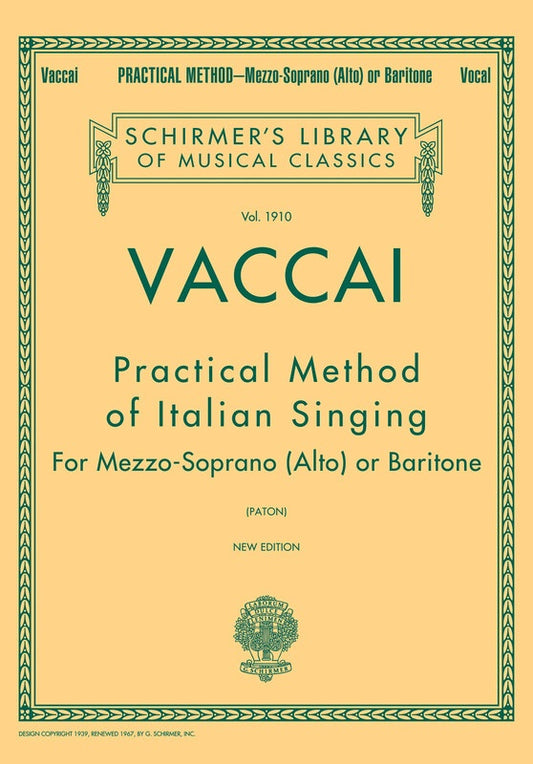 Vaccai - Practical Method Italian Singing Mezzo/Baritone
