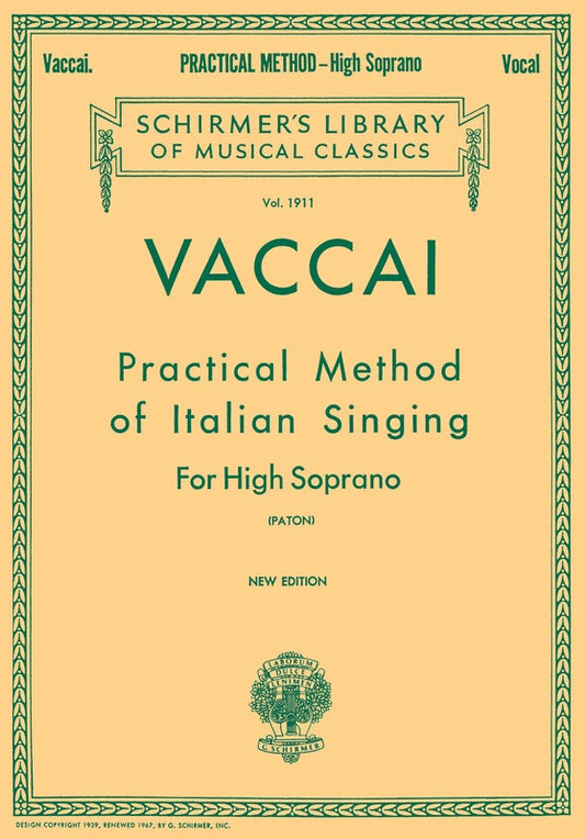 Vaccai - Practical Method Italian Singing High Soprano