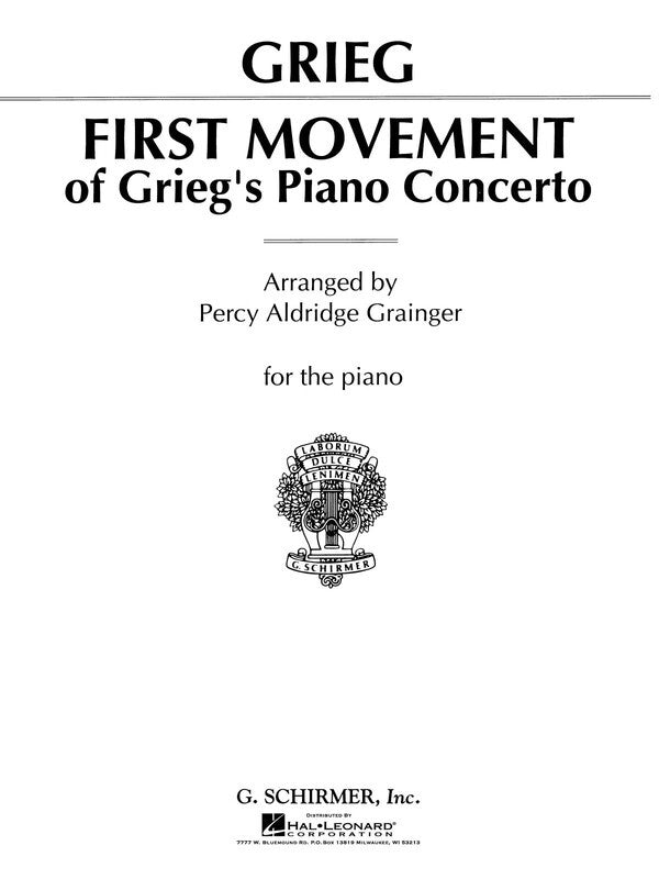 Grieg - 1St Movement Piano Concerto Arr Grainger