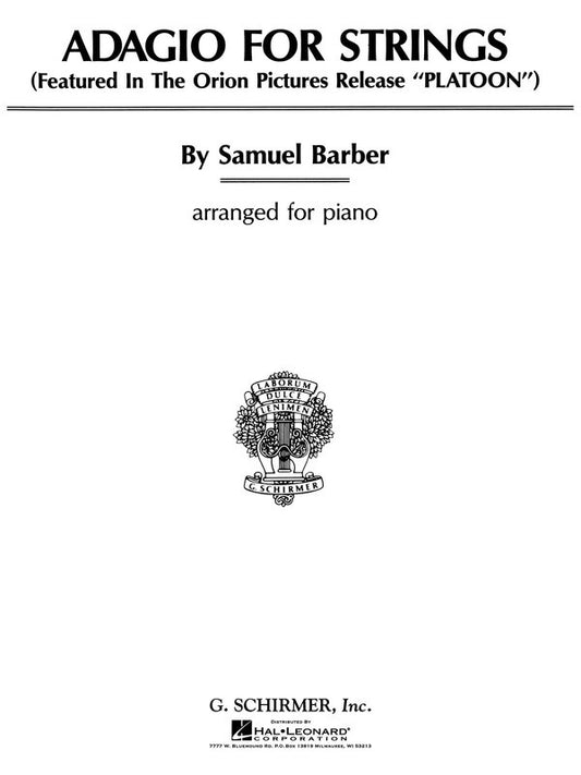 Barber - Adagio For Strings Arranged For Piano
