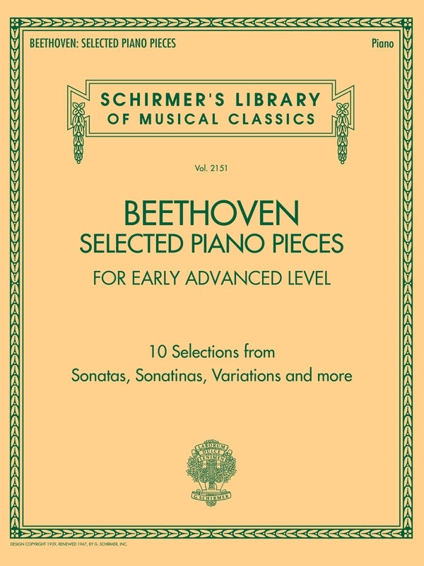 Beethoven Selected Piano Pieces Early Advanced Level