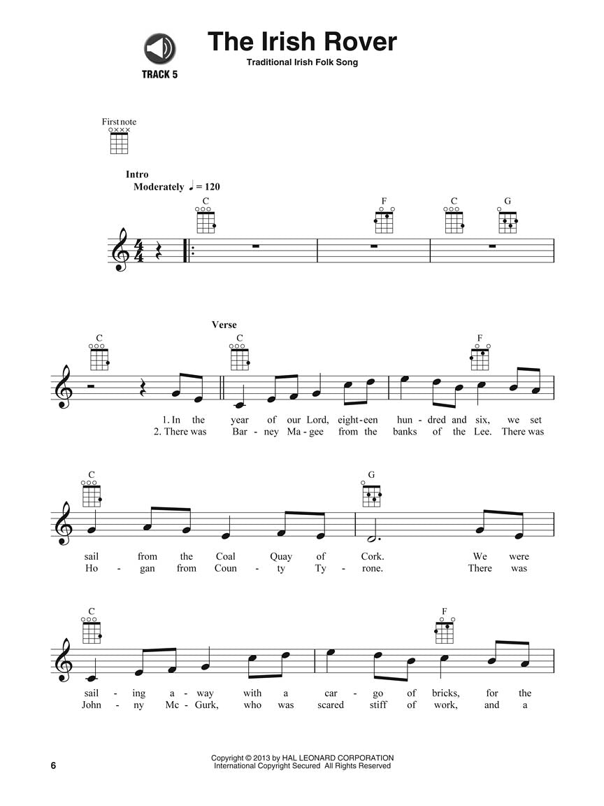 Irish Songs Ukulele Play Along Volume 18 Book/Audio (8 Classic Irish Songs)