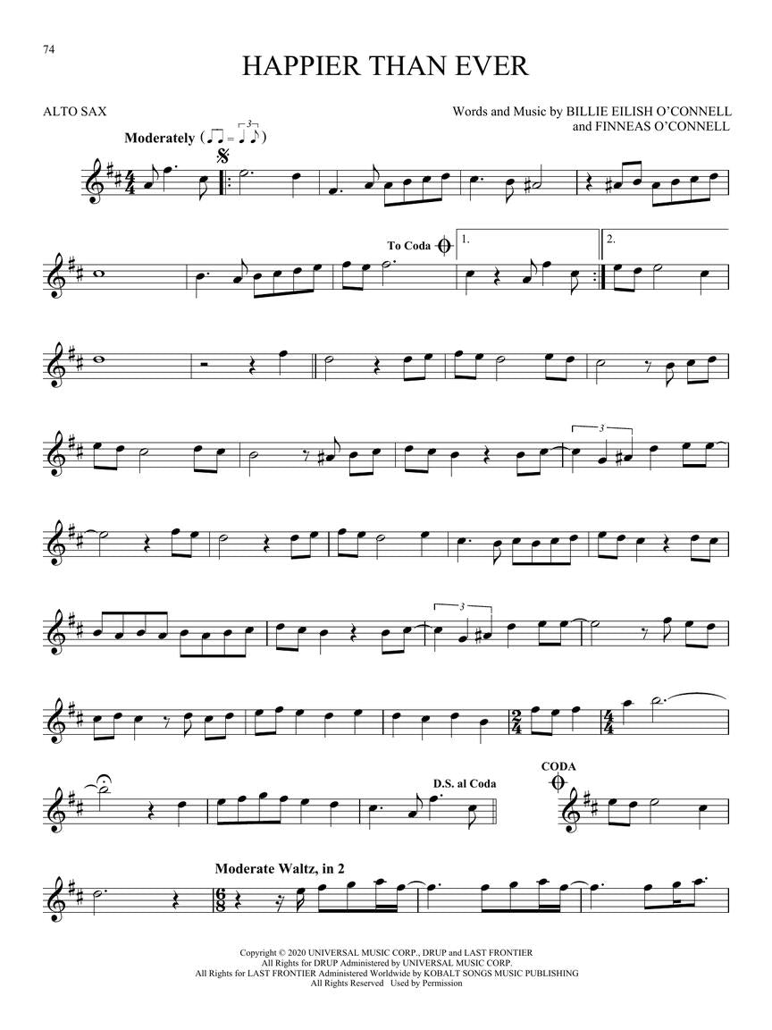 101 Top Hits For Alto Saxophone Songbook - (New 2025 Release)