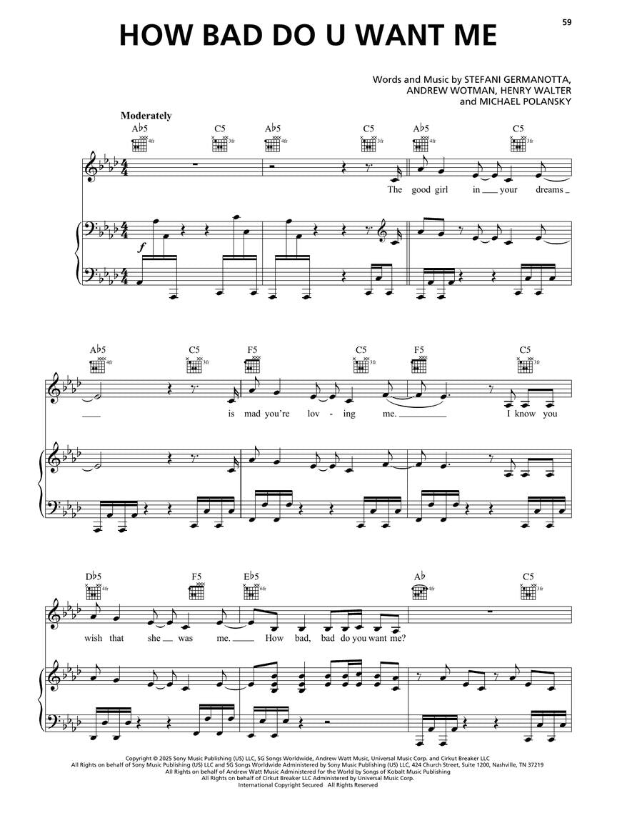 Lady Gaga - Mayhem Piano/Vocal/Guitar Songbook