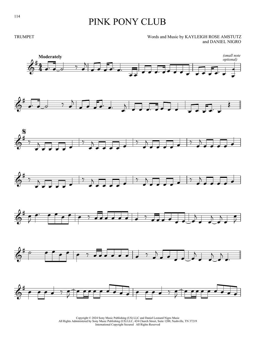 101 Top Hits For Trumpet Songbook (New 2025 Release)