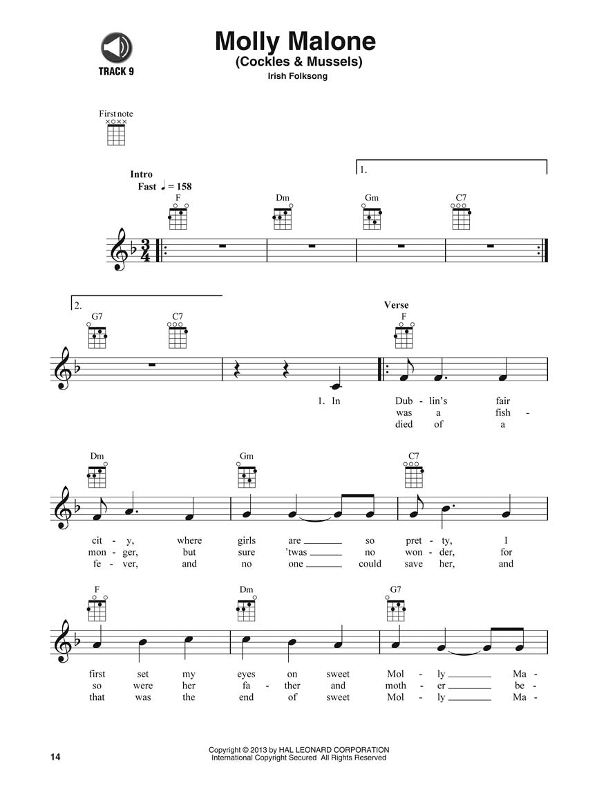Irish Songs Ukulele Play Along Volume 18 Book/Audio (8 Classic Irish Songs)