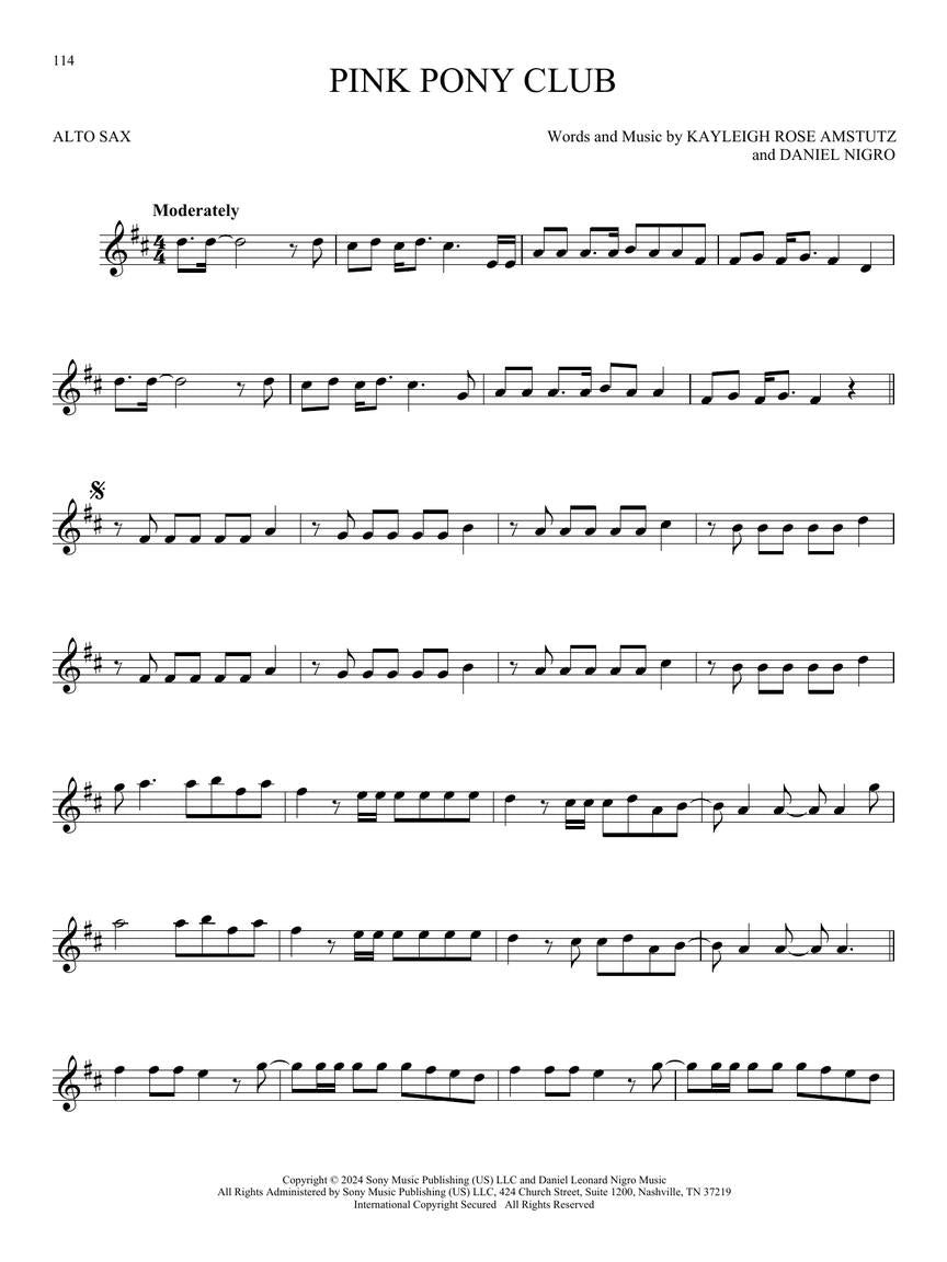 101 Top Hits For Alto Saxophone Songbook - (New 2025 Release)