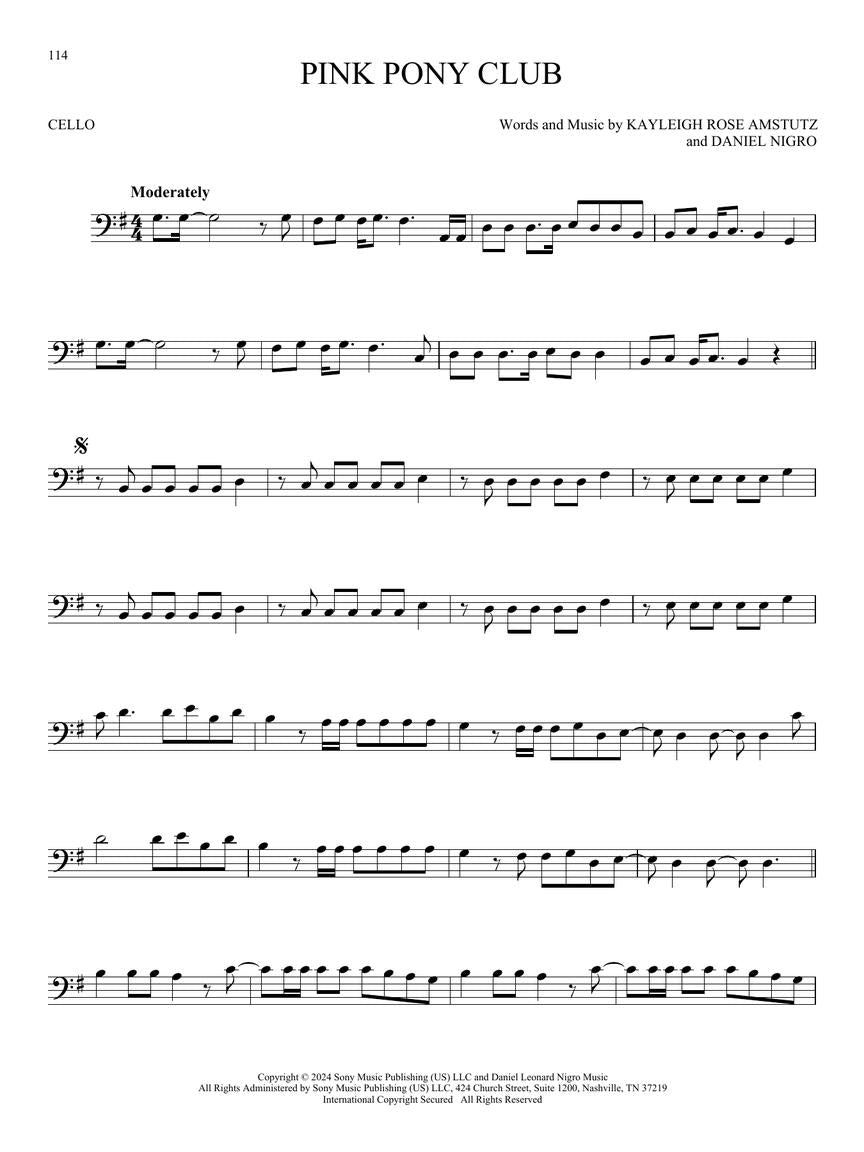 101 Top Hits For Cello Songbook (New 2025 Release)